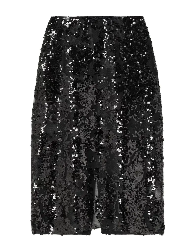 Sequined Tulle Midi Skirt