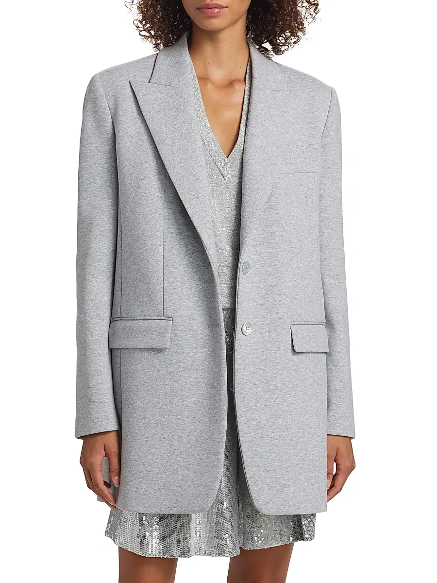 Michael Kors Collection Women's Cotton Jersey Boyfriend Blazer - Pearl Melange | Thumbnail 3 Michael Kors Collection Women's Cotton Jersey Boyfriend Blazer - Pearl Melange | Thumbnail 3