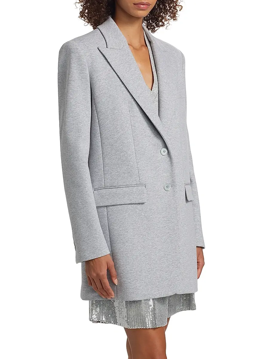 Michael Kors Collection Women's Cotton Jersey Boyfriend Blazer - Pearl Melange | Thumbnail 4 Michael Kors Collection Women's Cotton Jersey Boyfriend Blazer - Pearl Melange | Thumbnail 4
