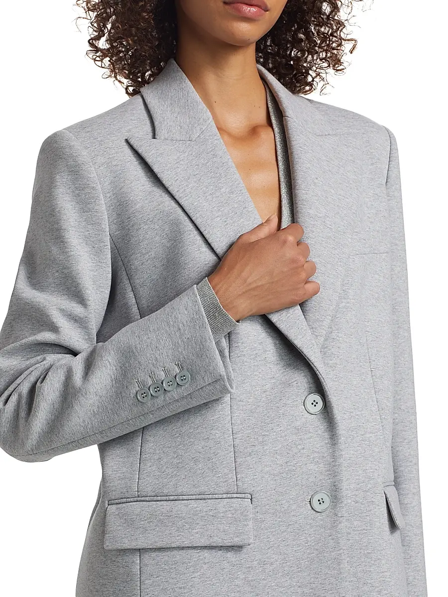 Michael Kors Collection Women's Cotton Jersey Boyfriend Blazer - Pearl Melange | Thumbnail 6 Michael Kors Collection Women's Cotton Jersey Boyfriend Blazer - Pearl Melange | Thumbnail 6