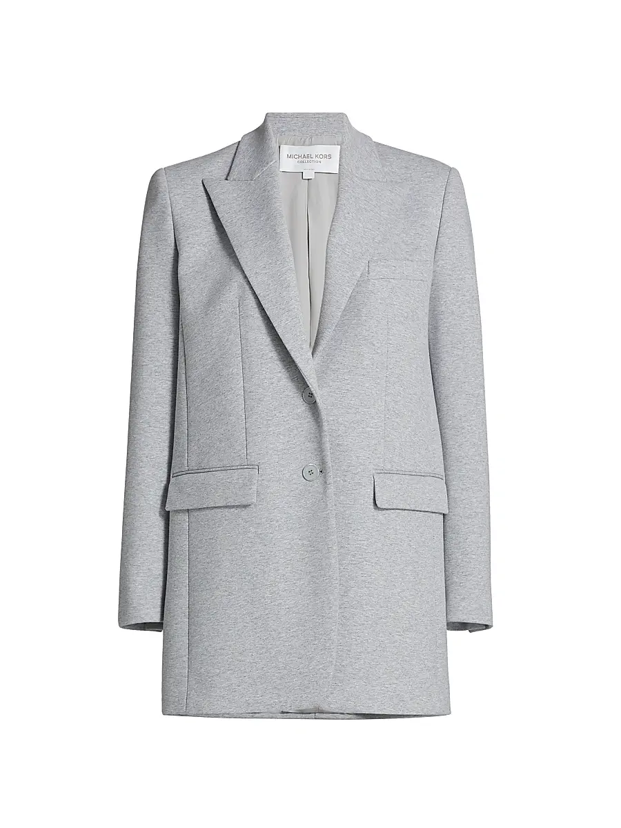 Michael Kors Collection Women's Cotton Jersey Boyfriend Blazer - Pearl Melange | Thumbnail 1 Michael Kors Collection Women's Cotton Jersey Boyfriend Blazer - Pearl Melange | Thumbnail 1