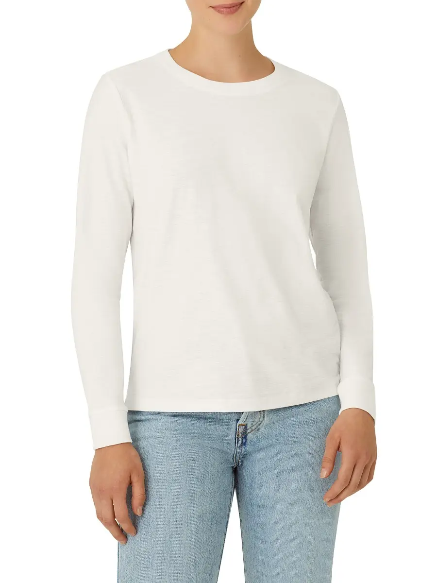 Bombas Women's Long-Sleeve Cotton Crewneck T-Shirt - Soft White | Thumbnail 2 Bombas Women's Long-Sleeve Cotton Crewneck T-Shirt - Soft White | Thumbnail 2