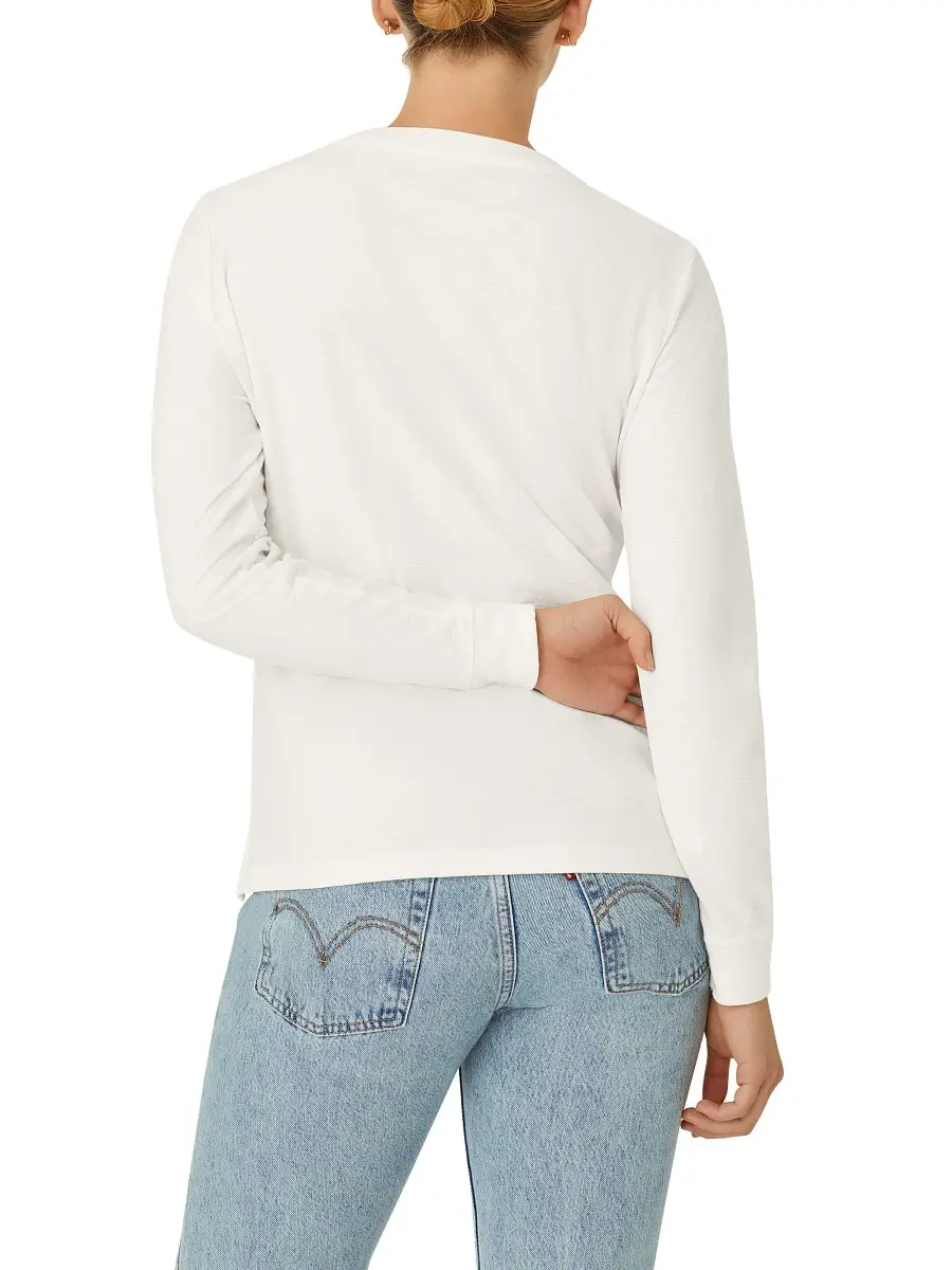 Bombas Women's Long-Sleeve Cotton Crewneck T-Shirt - Soft White | Thumbnail 4 Bombas Women's Long-Sleeve Cotton Crewneck T-Shirt - Soft White | Thumbnail 4