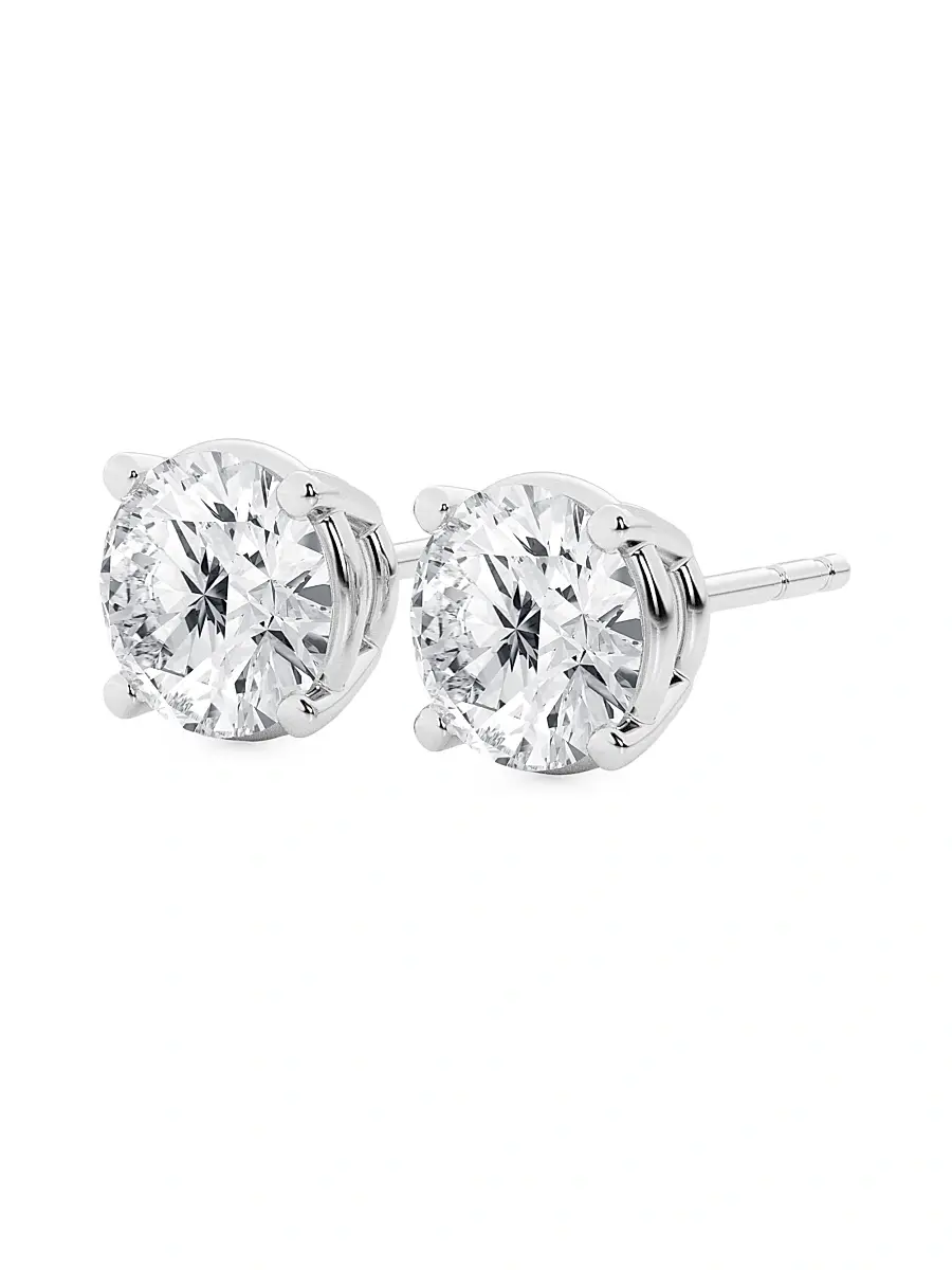 Saks Fifth Avenue Collection Women's 14K White Gold & 4.00 TCW Lab-Grown Diamond Stud Earrings - White Gold | Thumbnail 3