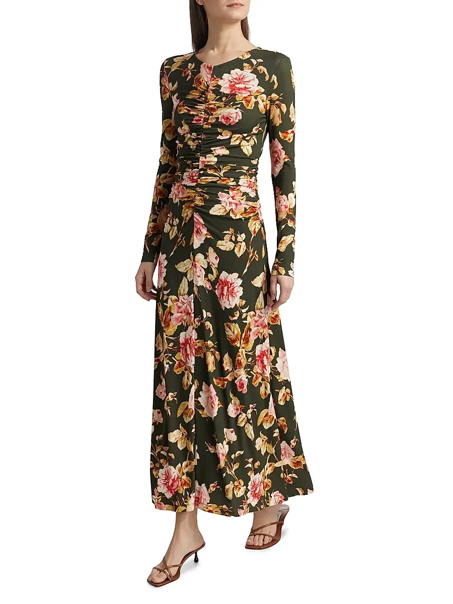 Cara Cara Women's Maisy Jersey Maxi Dress - Atha Flora Olive | Thumbnail 2