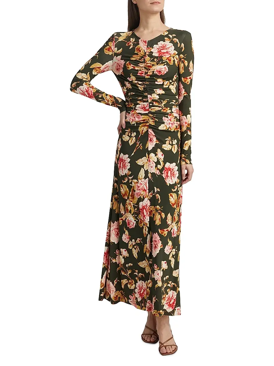Cara Cara Women's Maisy Jersey Maxi Dress - Atha Flora Olive | Thumbnail 3