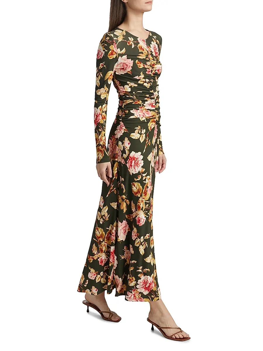 Cara Cara Women's Maisy Jersey Maxi Dress - Atha Flora Olive | Thumbnail 4