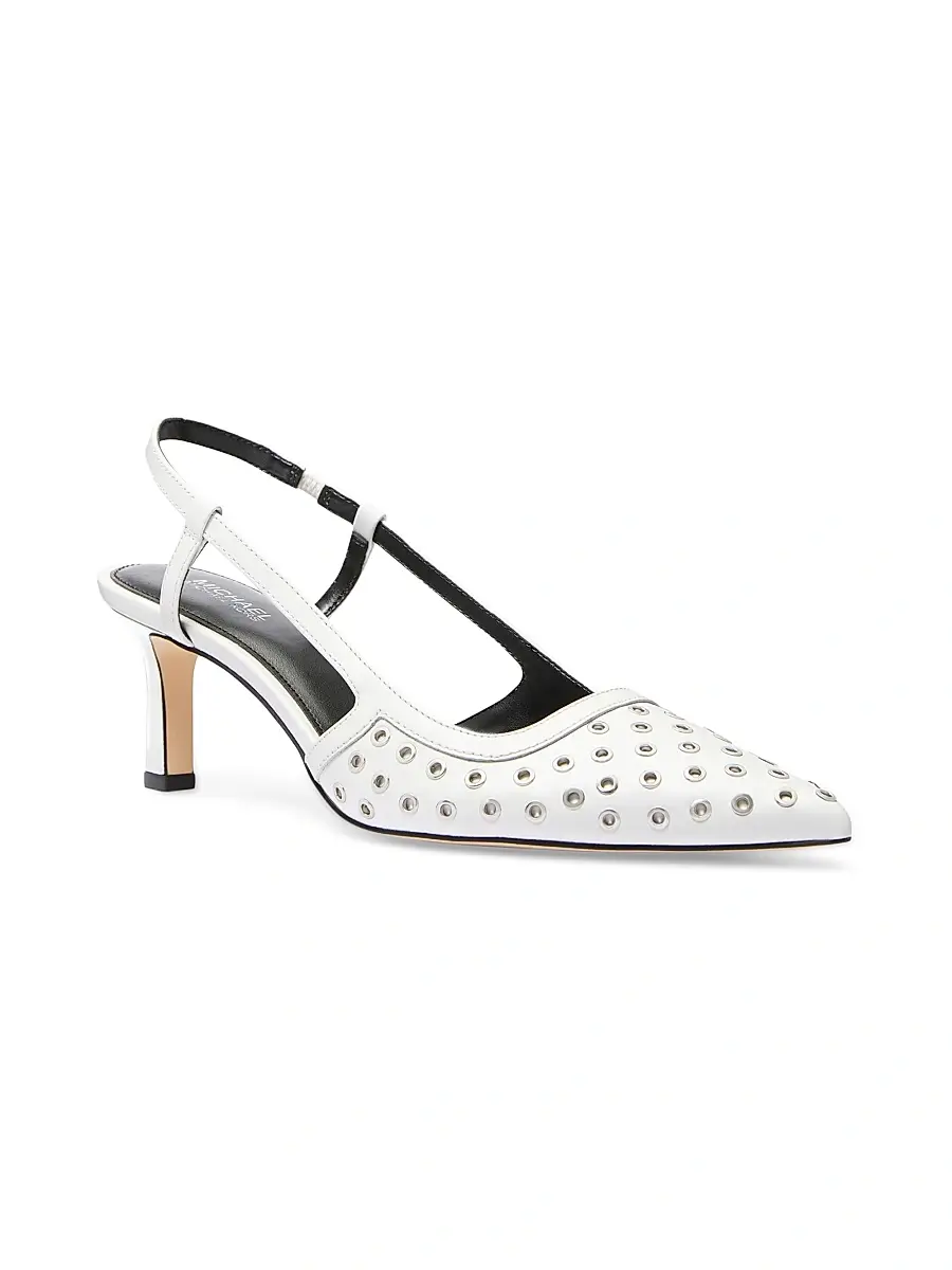 MICHAEL Michael Kors Women's Alora Grommet Slingback Pumps - Optic White | Thumbnail 2 MICHAEL Michael Kors Women's Alora Grommet Slingback Pumps - Optic White | Thumbnail 2