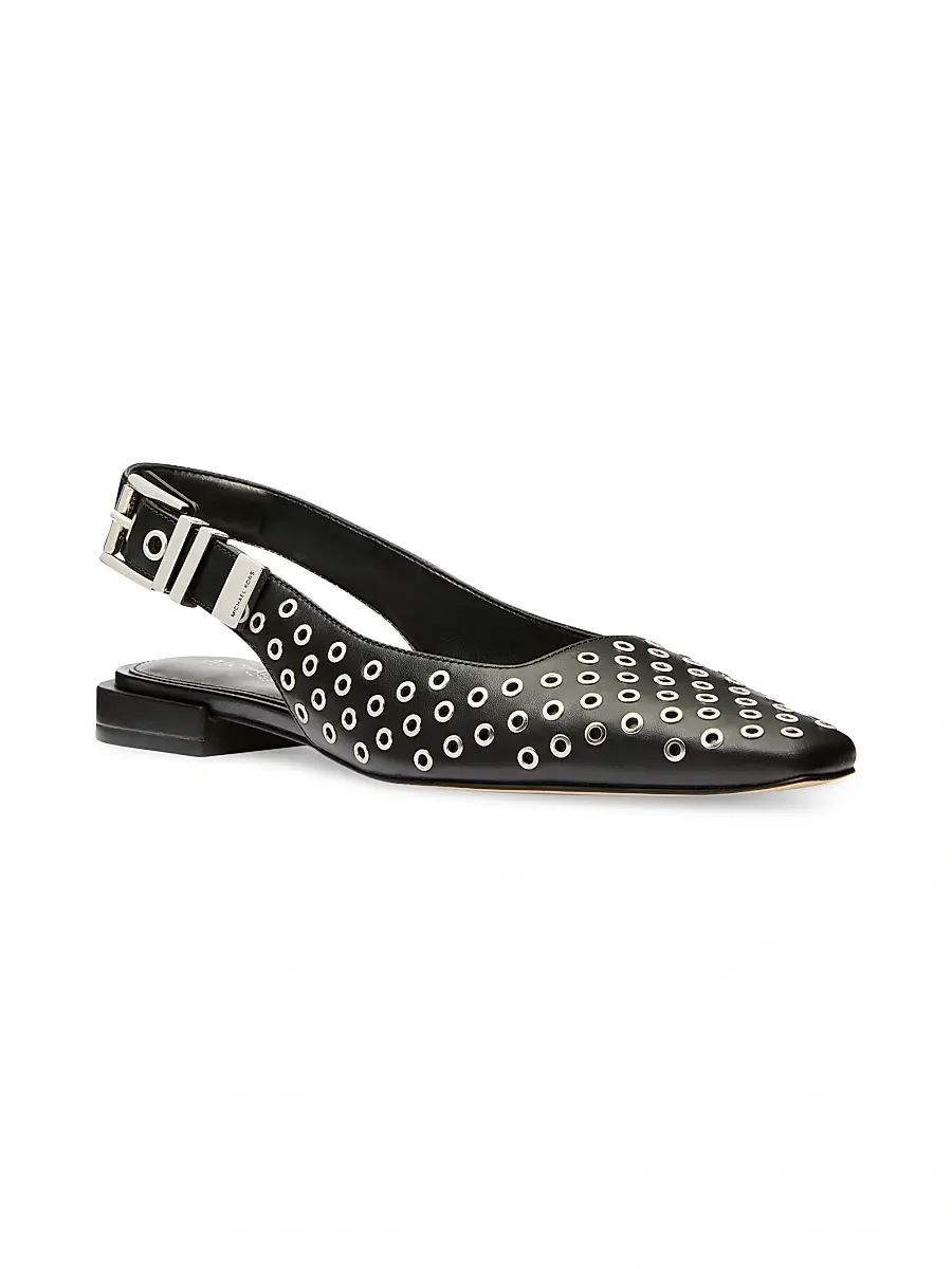 MICHAEL Michael Kors Women's Darrington Grommeted Leather Slingback Flats - Black | Thumbnail 2 MICHAEL Michael Kors Women's Darrington Grommeted Leather Slingback Flats - Black | Thumbnail 2