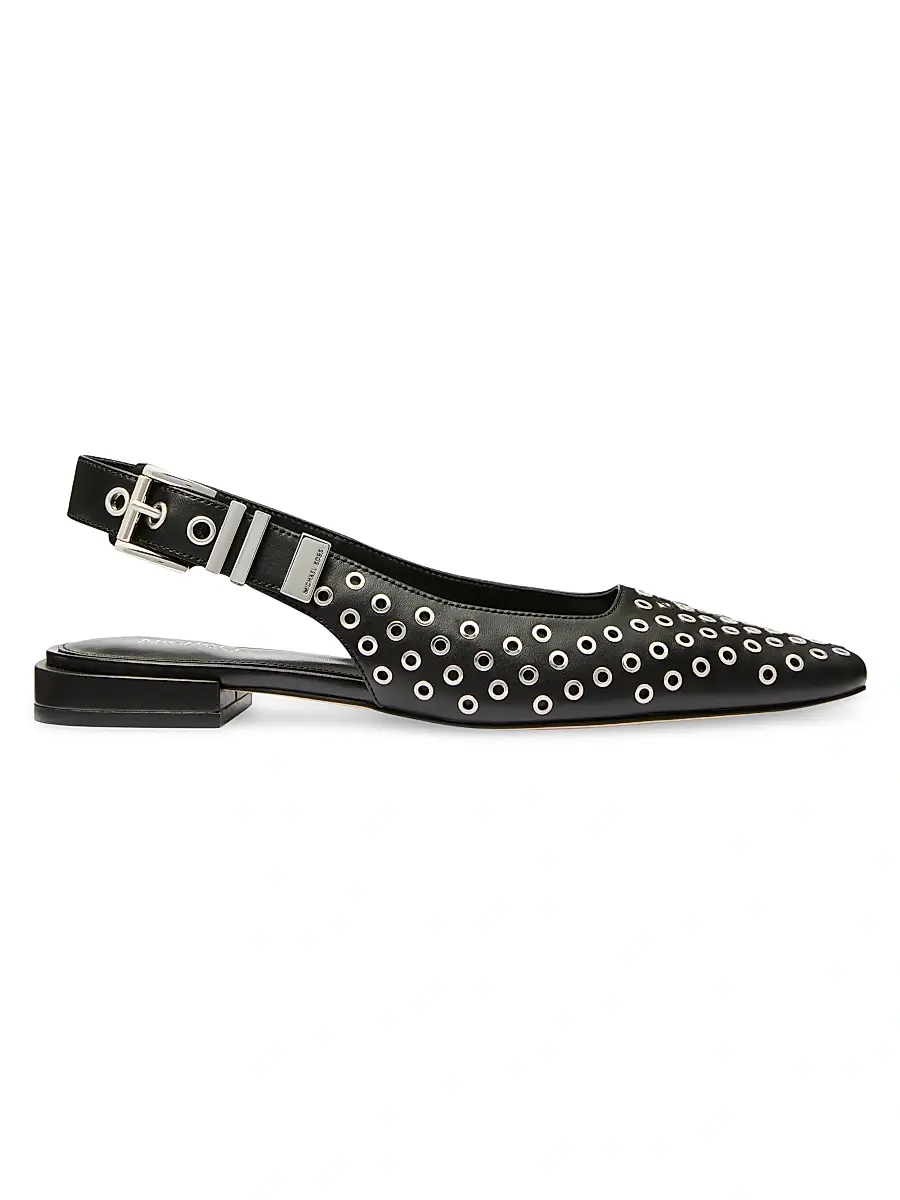 MICHAEL Michael Kors Women's Darrington Grommeted Leather Slingback Flats - Black | Thumbnail 1 MICHAEL Michael Kors Women's Darrington Grommeted Leather Slingback Flats - Black | Thumbnail 1