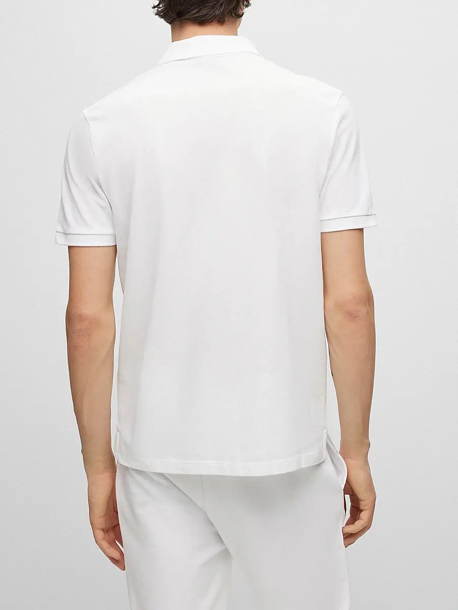 HUGO Men's Cotton-Piqué Polo Shirt with Logo Print - White | Thumbnail 4 HUGO Men's Cotton-Piqué Polo Shirt with Logo Print - White | Thumbnail 4
