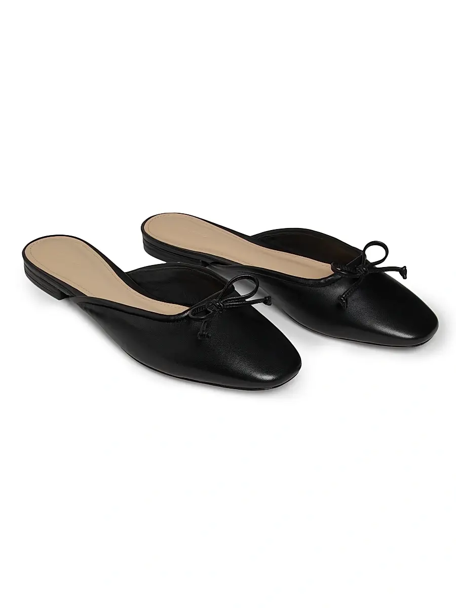 22élevé Women's Bow-Embellished Leather Ballet Mules - Black | Thumbnail 2