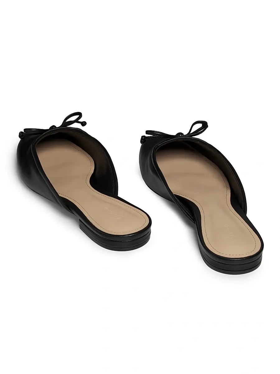 22élevé Women's Bow-Embellished Leather Ballet Mules - Black | Thumbnail 3