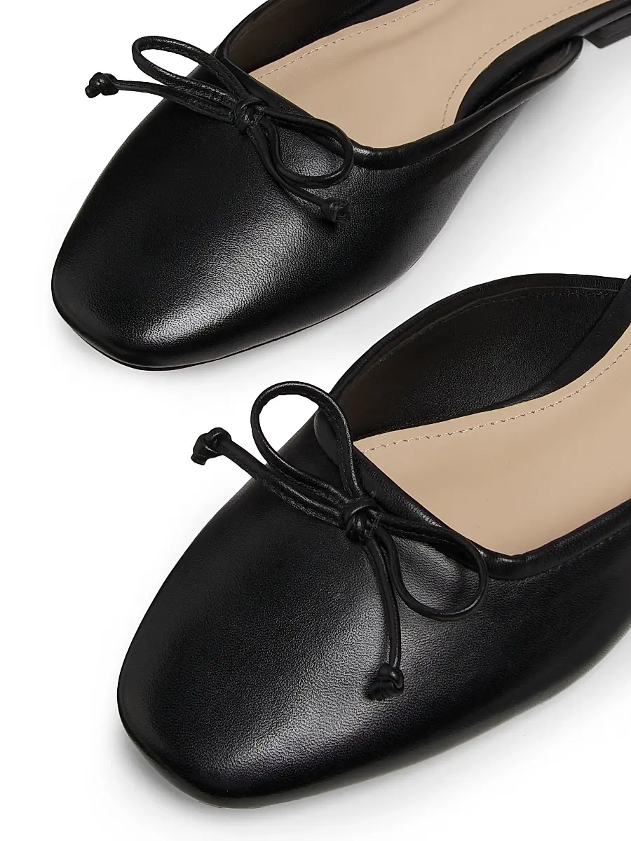 22élevé Women's Bow-Embellished Leather Ballet Mules - Black | Thumbnail 5