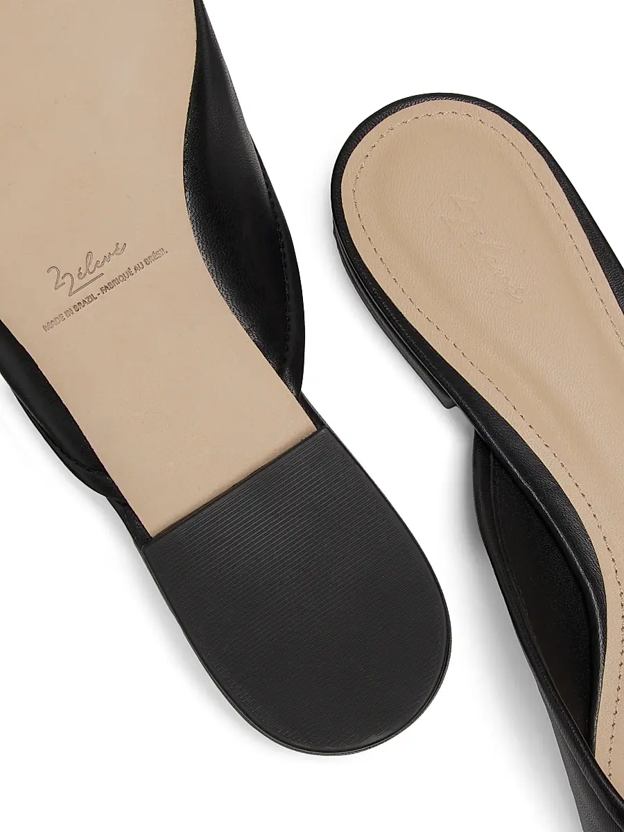 22élevé Women's Bow-Embellished Leather Ballet Mules - Black | Thumbnail 6