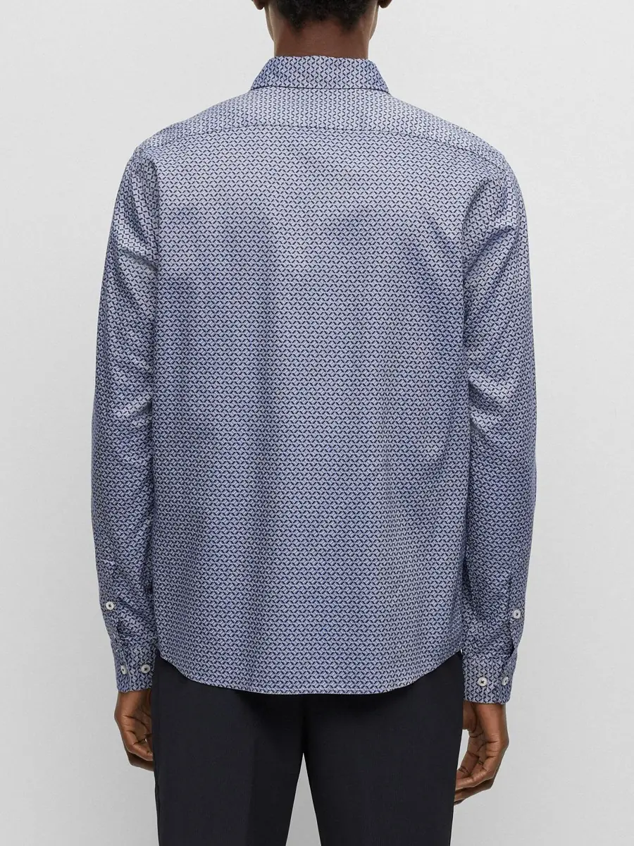 BOSS Men's Regular-Fit Shirt In Printed Fabric - Light Blue | Thumbnail 3 BOSS Men's Regular-Fit Shirt In Printed Fabric - Light Blue | Thumbnail 3