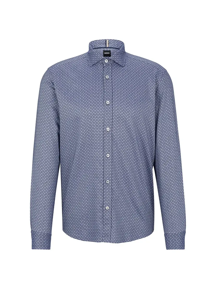 BOSS Men's Regular-Fit Shirt In Printed Fabric - Light Blue | Thumbnail 6 BOSS Men's Regular-Fit Shirt In Printed Fabric - Light Blue | Thumbnail 6