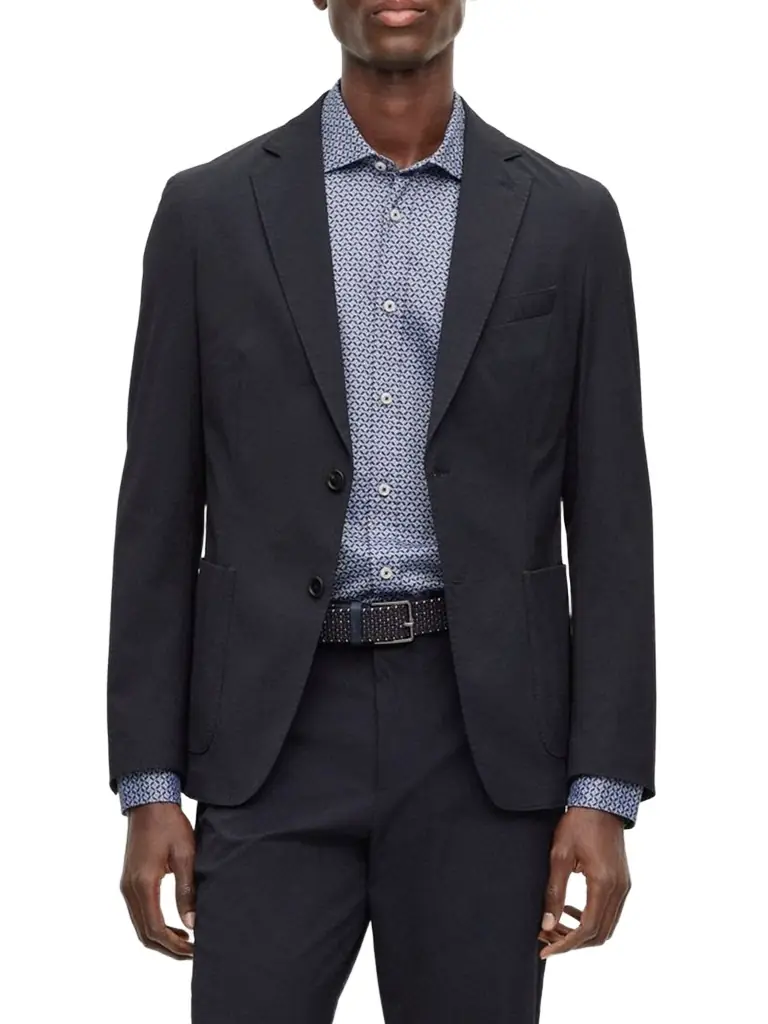 BOSS Men's Regular-Fit Shirt In Printed Fabric - Light Blue | Thumbnail 1 BOSS Men's Regular-Fit Shirt In Printed Fabric - Light Blue | Thumbnail 1