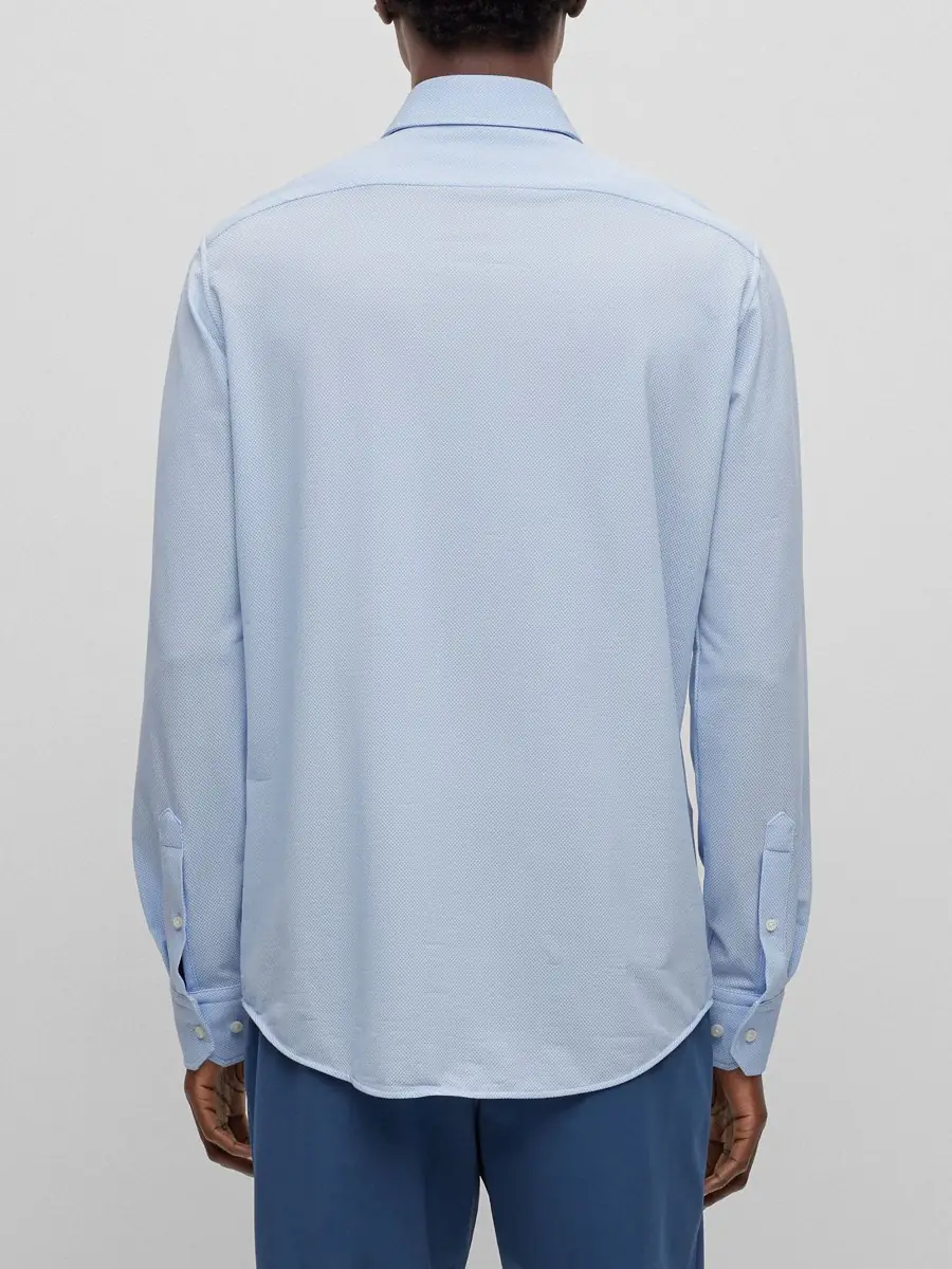 BOSS Men's Regular-Fit Shirt in Structured Performance-Stretch Fabric - Light Blue | Thumbnail 3 BOSS Men's Regular-Fit Shirt in Structured Performance-Stretch Fabric - Light Blue | Thumbnail 3