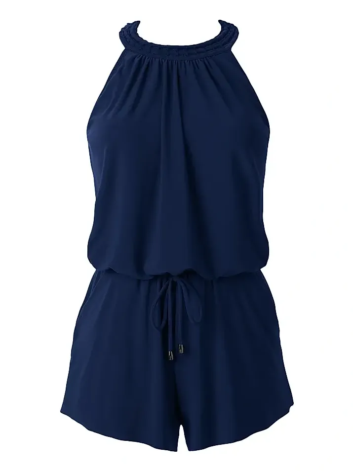 Women's Solids Piper Halterneck Romper One-Piece Swimsuit