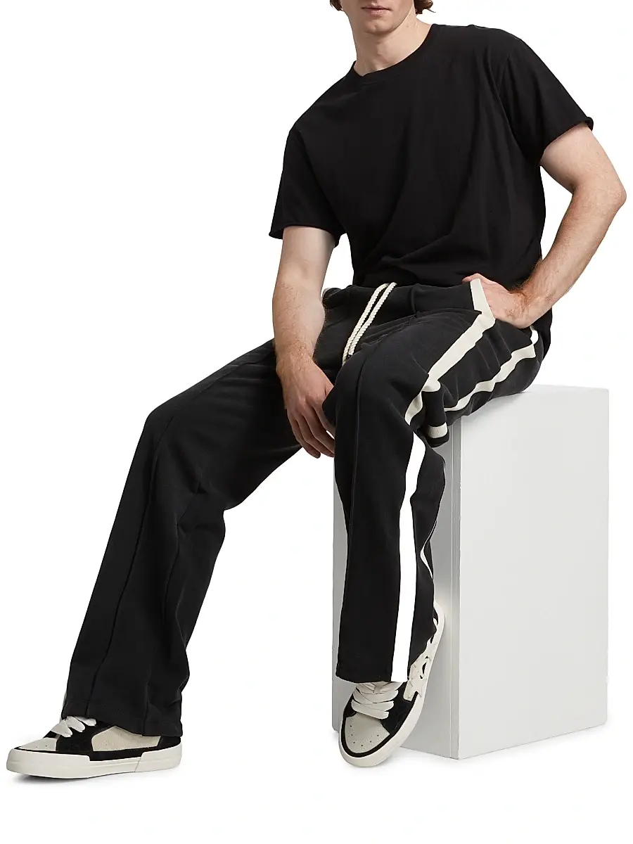 Nahmias Men's Heavy Cotton Track Pants - Worn Black | Thumbnail 2 Nahmias Men's Heavy Cotton Track Pants - Worn Black | Thumbnail 2