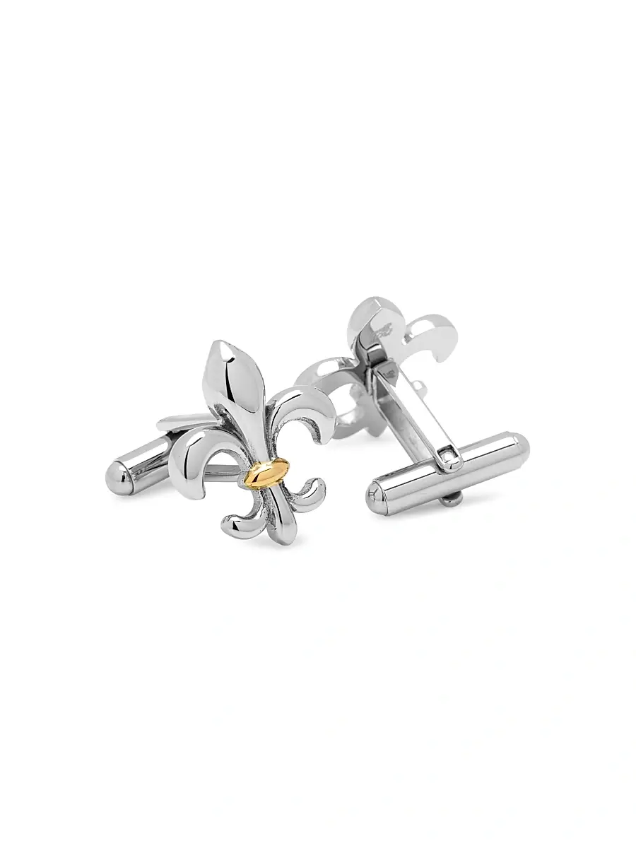 Cufflinks, Inc. Men's Ox & Bull Trading Co. Fleur De Lis Cufflinks - Silver | Thumbnail 2