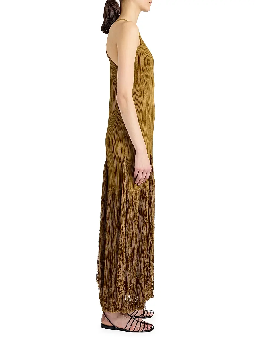 Proenza Schouler Women's Everly Plissé Fringe Maxi Dress - Chestnut | Thumbnail 3 Proenza Schouler Women's Everly Plissé Fringe Maxi Dress - Chestnut | Thumbnail 3