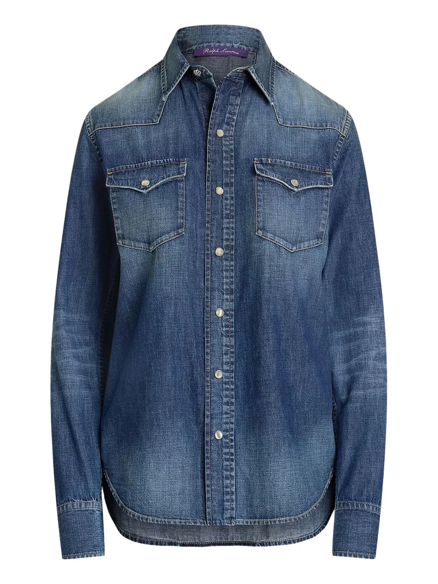 Women's Denim Snap-Front Long-Sleeve Top