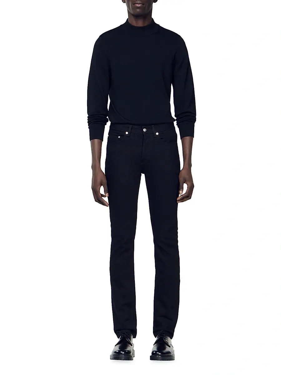 Sandro Men's Slim-Fit Jeans - Black Denim | Thumbnail 7 Sandro Men's Slim-Fit Jeans - Black Denim | Thumbnail 7