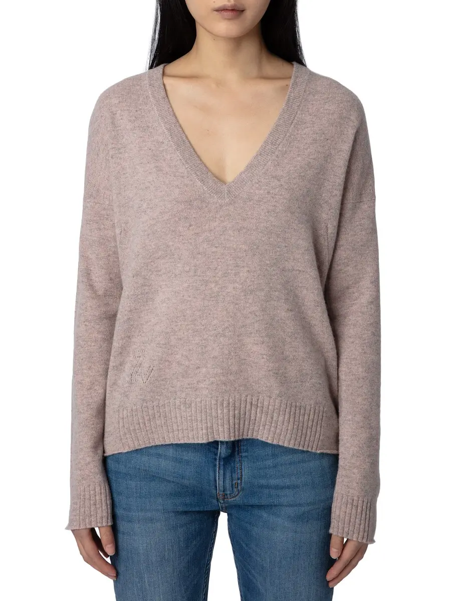 Zadig & Voltaire Women's Vivi Cashmere Star Patch Sweater - Primerose Large | Thumbnail 2 Zadig & Voltaire Women's Vivi Cashmere Star Patch Sweater - Primerose Large | Thumbnail 2