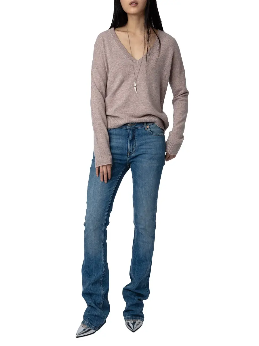 Zadig & Voltaire Women's Vivi Cashmere Star Patch Sweater - Primerose Large | Thumbnail 1 Zadig & Voltaire Women's Vivi Cashmere Star Patch Sweater - Primerose Large | Thumbnail 1