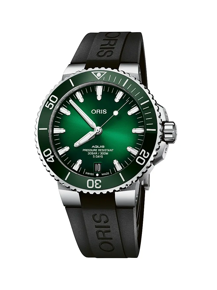 Oris Men's Aquis Date Calibre 400 Stainless Steel & Rubber Diver's Watch/43.5MM - Steel | Image 1 Oris Men's Aquis Date Calibre 400 Stainless Steel & Rubber Diver's Watch/43.5MM - Steel | Image 1