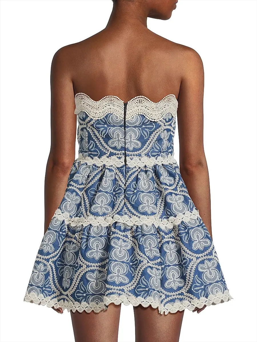 Waimari Women's Time Adaline Embroidered Cotton Minidress - Denim | Thumbnail 5 Waimari Women's Time Adaline Embroidered Cotton Minidress - Denim | Thumbnail 5