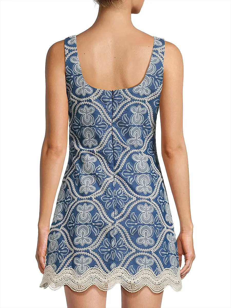 Waimari Women's Time Willow Embroidered Cotton Minidress - Denim | Thumbnail 5