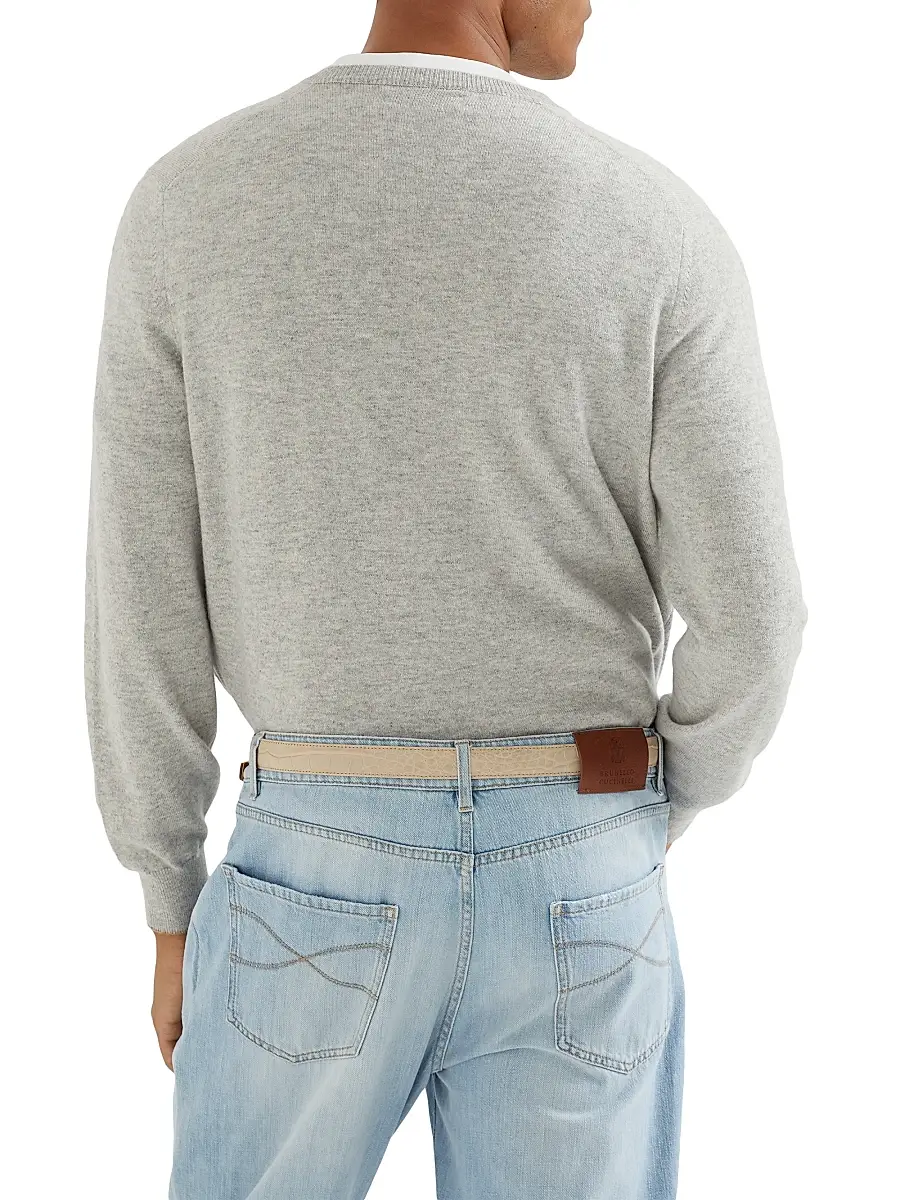Brunello Cucinelli Men's Cashmere Sweater - Navy Blue | Thumbnail 3 Brunello Cucinelli Men's Cashmere Sweater - Navy Blue | Thumbnail 3