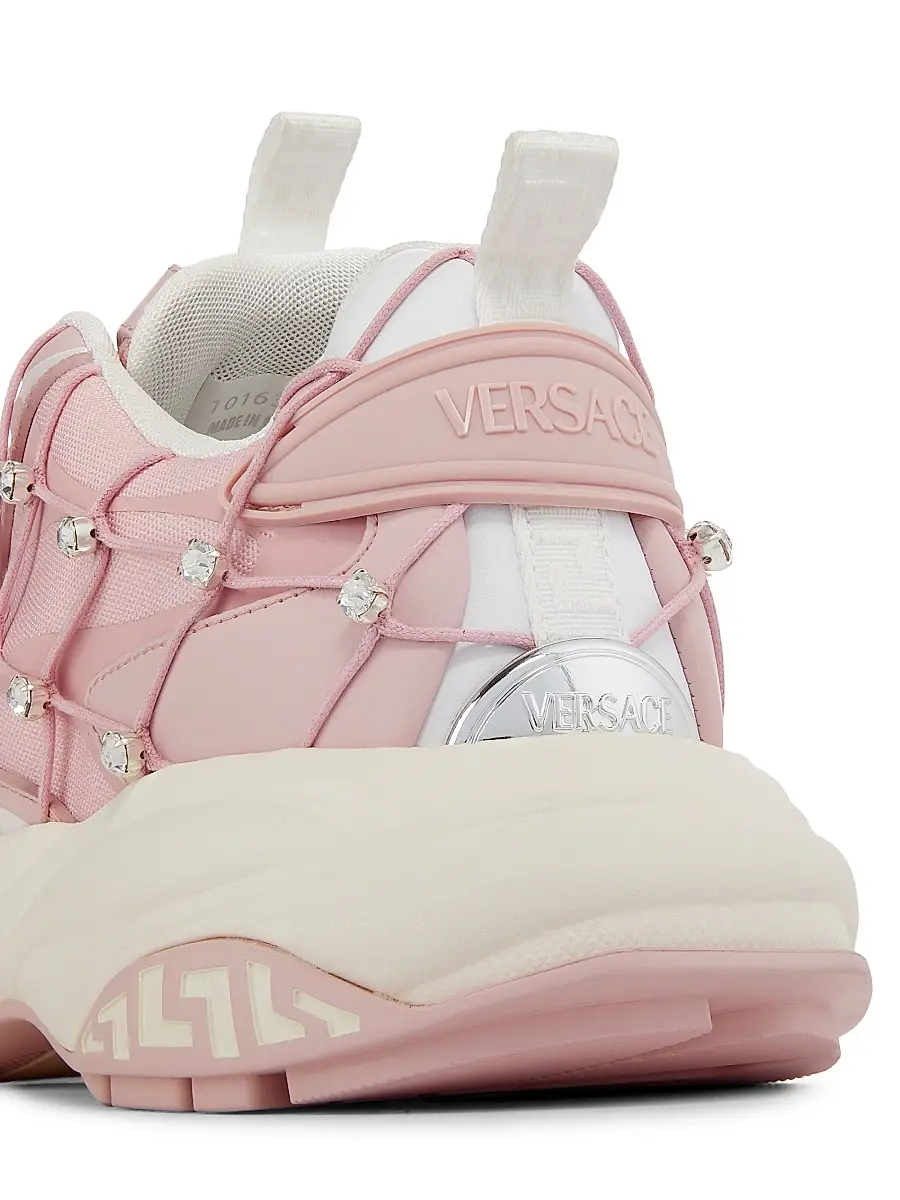 Versace Women's V2 Mercury Crystal-Embellished Sneakers - Dusty Rose White | Thumbnail 5 Versace Women's V2 Mercury Crystal-Embellished Sneakers - Dusty Rose White | Thumbnail 5