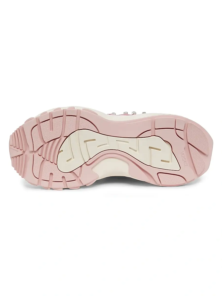Versace Women's V2 Mercury Crystal-Embellished Sneakers - Dusty Rose White | Thumbnail 6 Versace Women's V2 Mercury Crystal-Embellished Sneakers - Dusty Rose White | Thumbnail 6