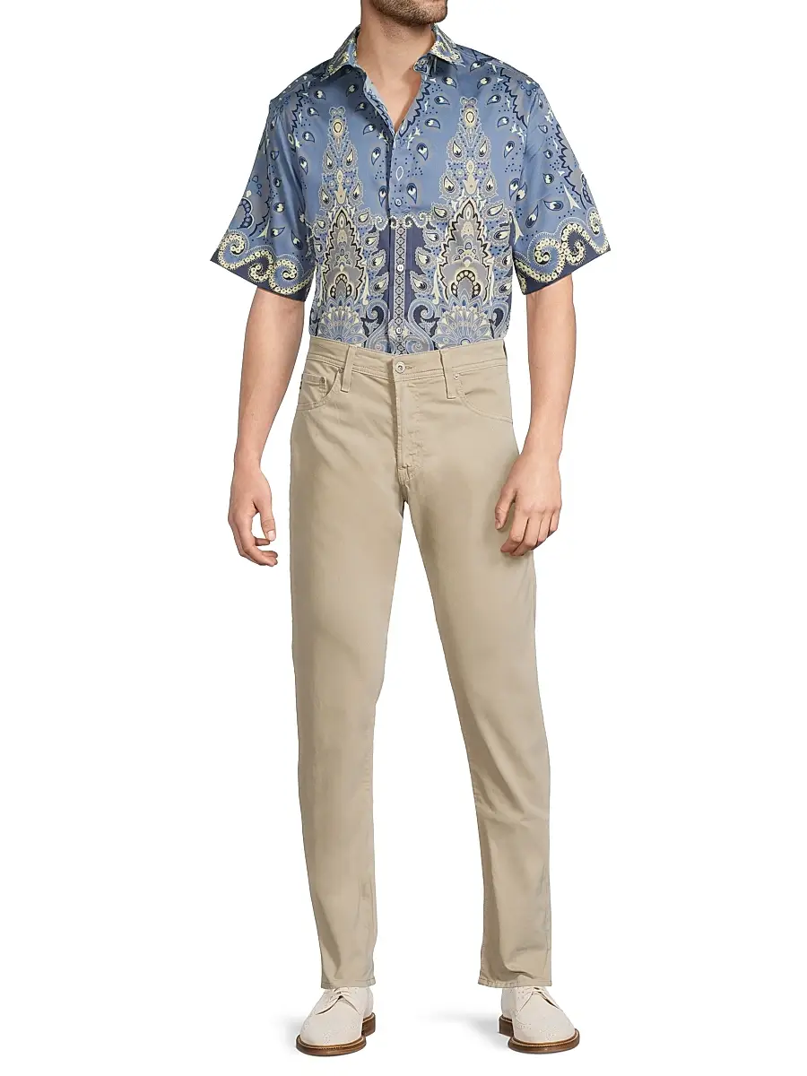 Etro Men's Paisley Cotton Camp Shirt - Blue | Thumbnail 2 Etro Men's Paisley Cotton Camp Shirt - Blue | Thumbnail 2