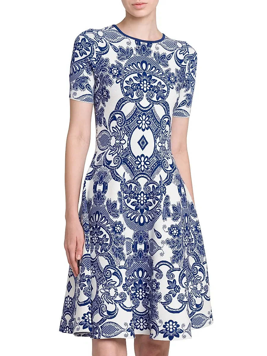 Etro Women's Medallion Lace Effect Minidress - Blu Cobalto | Thumbnail 3 Etro Women's Medallion Lace Effect Minidress - Blu Cobalto | Thumbnail 3