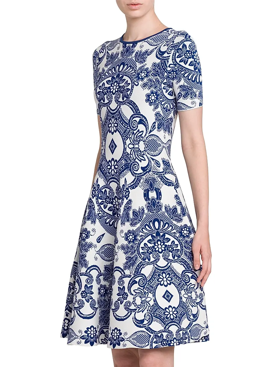 Etro Women's Medallion Lace Effect Minidress - Blu Cobalto | Thumbnail 4 Etro Women's Medallion Lace Effect Minidress - Blu Cobalto | Thumbnail 4