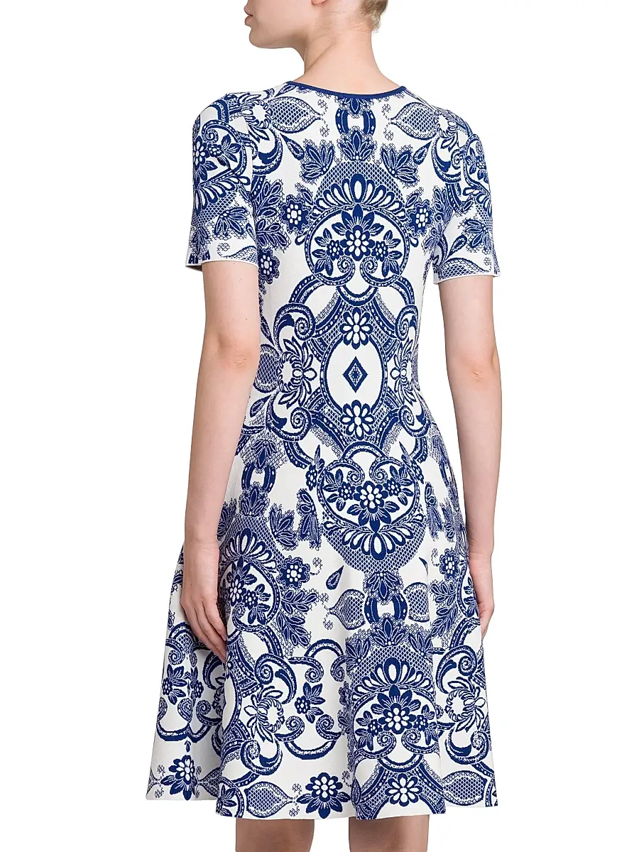 Etro Women's Medallion Lace Effect Minidress - Blu Cobalto | Thumbnail 5 Etro Women's Medallion Lace Effect Minidress - Blu Cobalto | Thumbnail 5