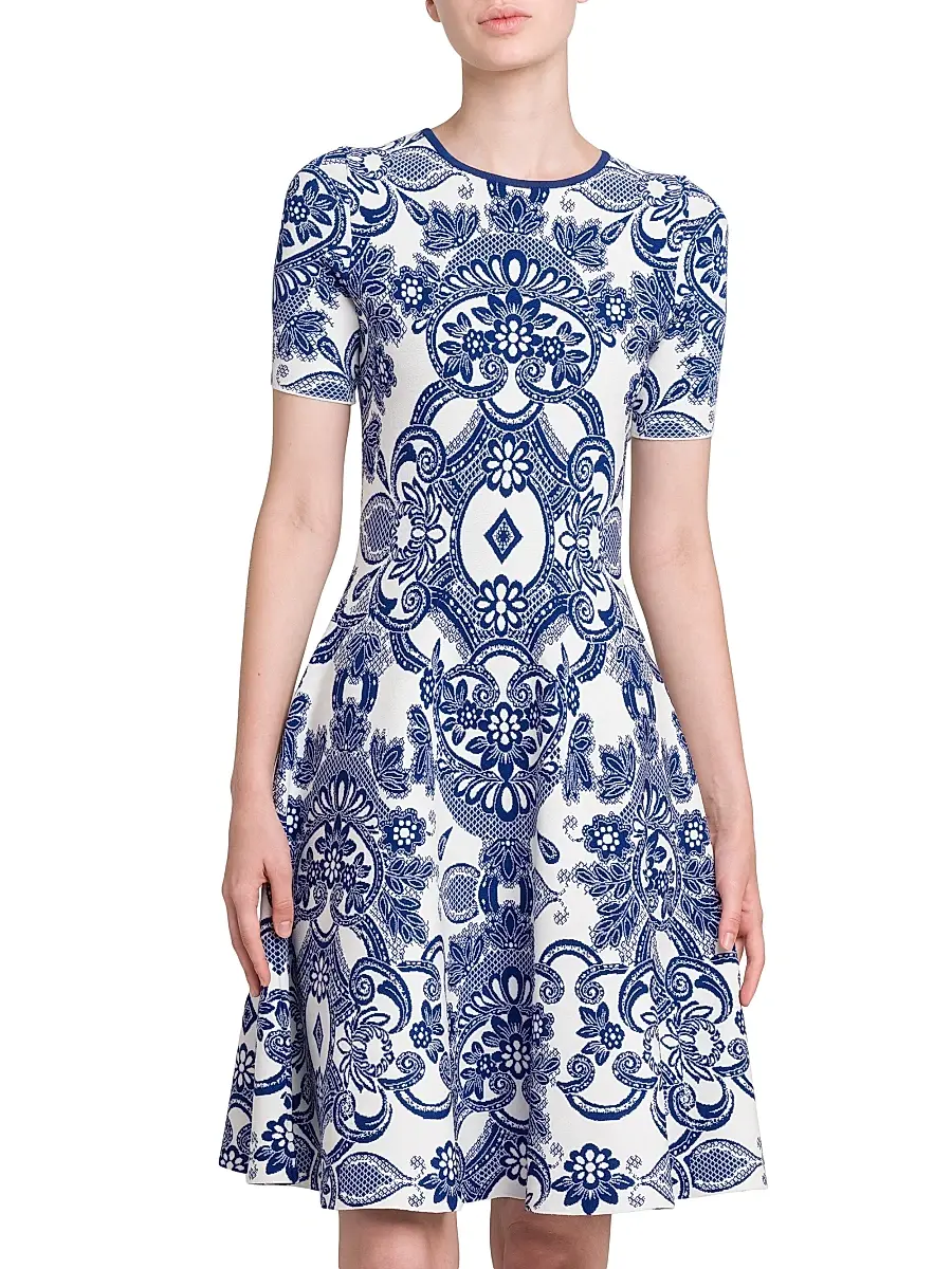 Etro Women's Medallion Lace Effect Minidress - Blu Cobalto | Thumbnail 6 Etro Women's Medallion Lace Effect Minidress - Blu Cobalto | Thumbnail 6
