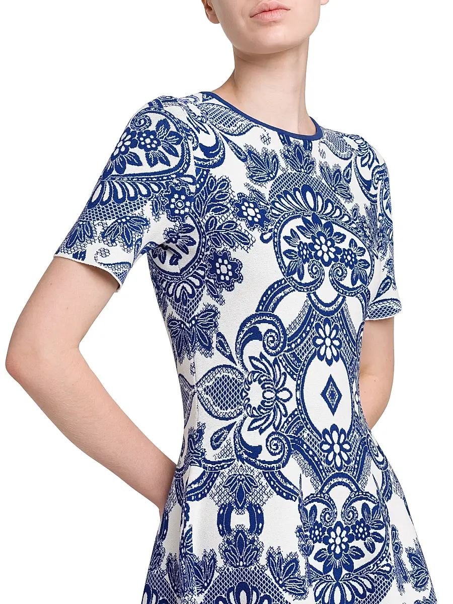 Etro Women's Medallion Lace Effect Minidress - Blu Cobalto | Thumbnail 7 Etro Women's Medallion Lace Effect Minidress - Blu Cobalto | Thumbnail 7