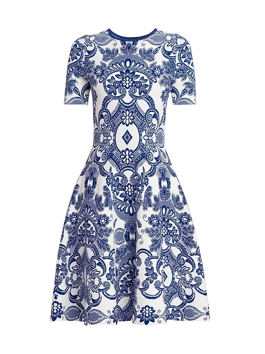 Etro Women's Medallion Lace Effect Minidress - Blu Cobalto | Thumbnail 1 Etro Women's Medallion Lace Effect Minidress - Blu Cobalto | Thumbnail 1
