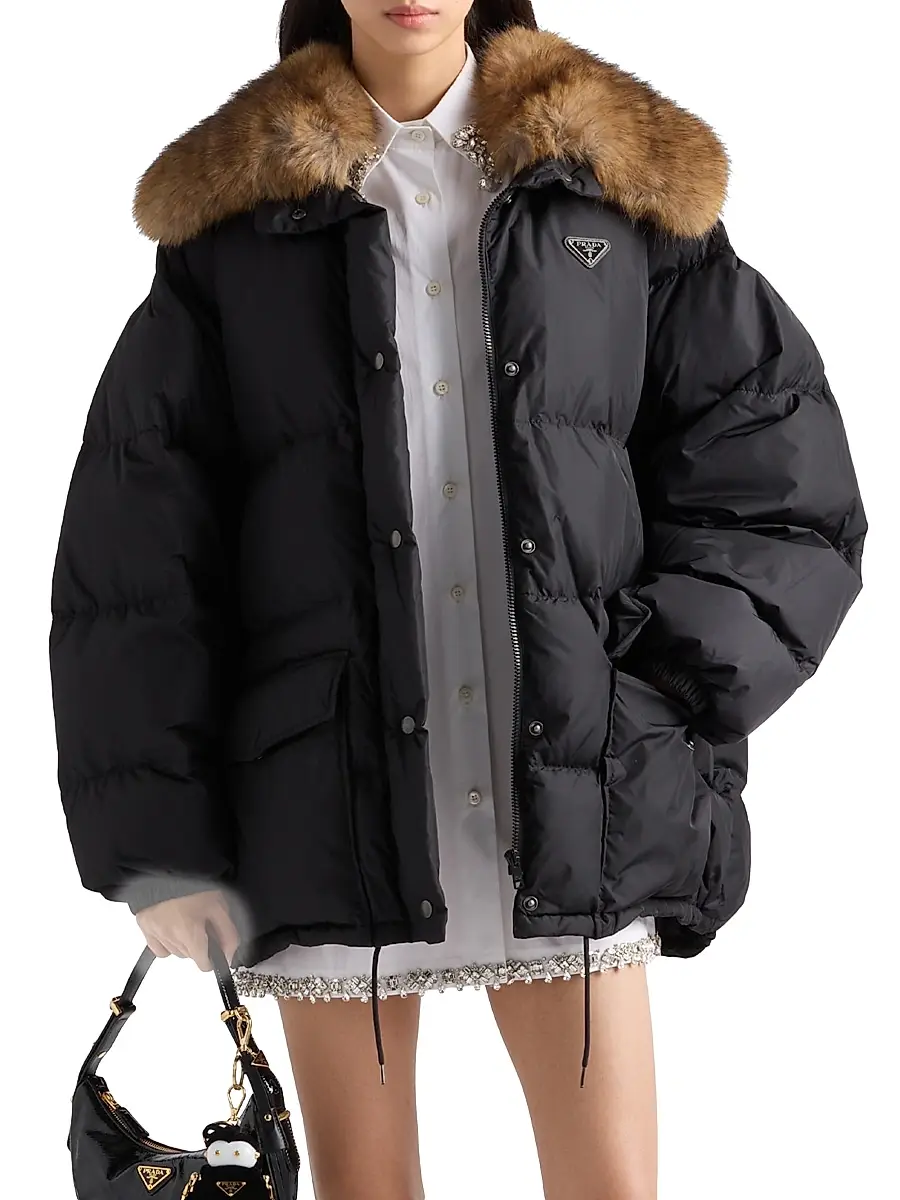 Prada Women's Tech Canvas Down Jacket - Black | Thumbnail 2 Prada Women's Tech Canvas Down Jacket - Black | Thumbnail 2