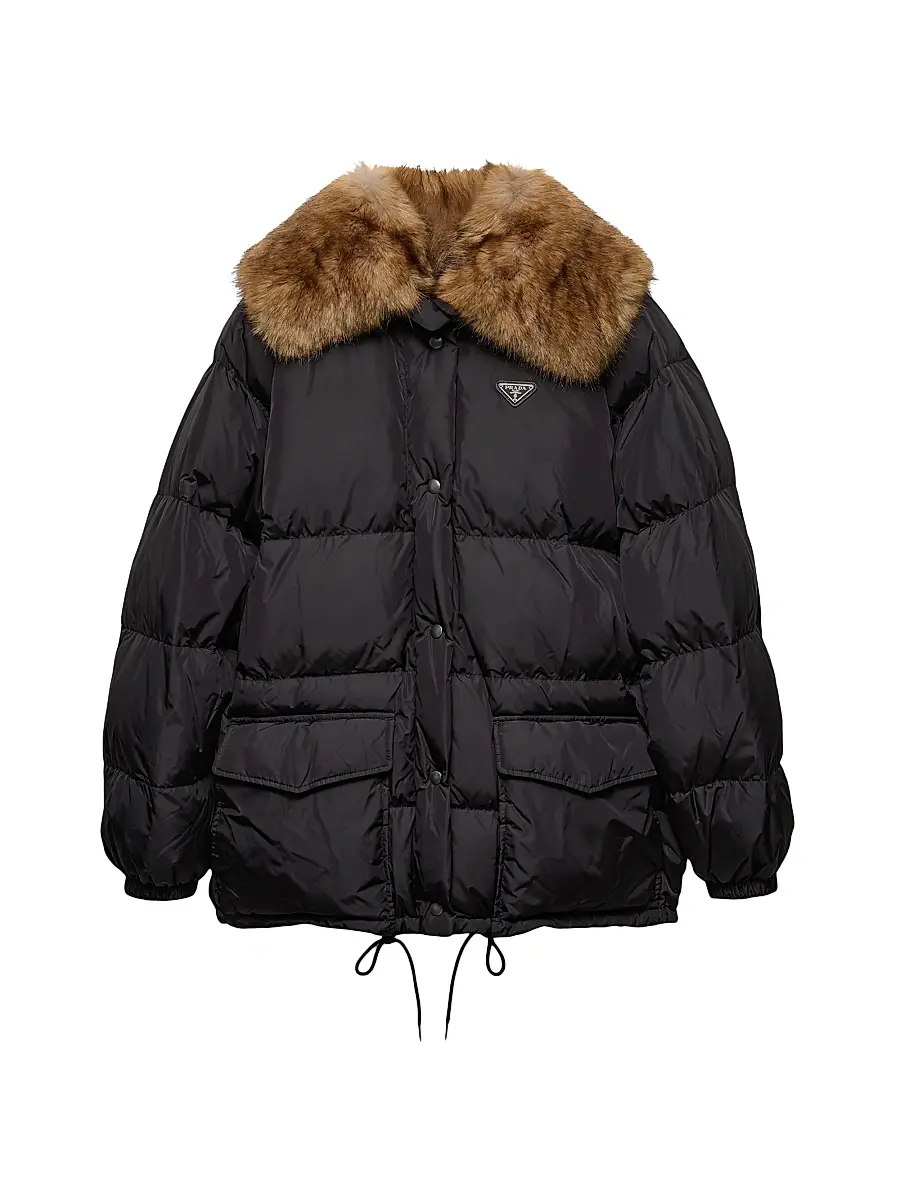 Prada Women's Tech Canvas Down Jacket - Black | Thumbnail 1 Prada Women's Tech Canvas Down Jacket - Black | Thumbnail 1