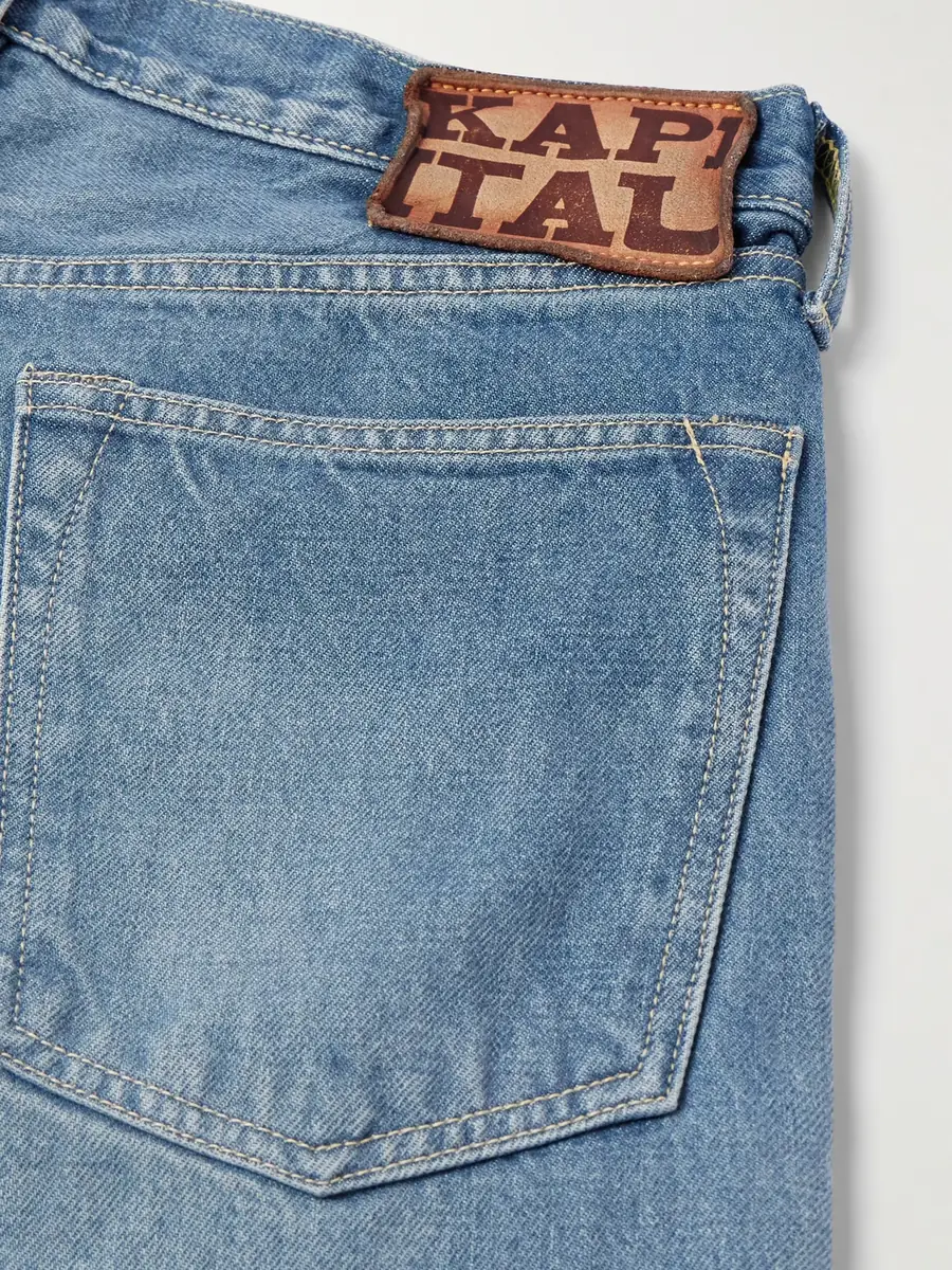 KAPITAL Monkey Cisco Straight-Leg Leather-Trimmed Embellished Jeans - Men | Thumbnail 5 KAPITAL Monkey Cisco Straight-Leg Leather-Trimmed Embellished Jeans - Men | Thumbnail 5