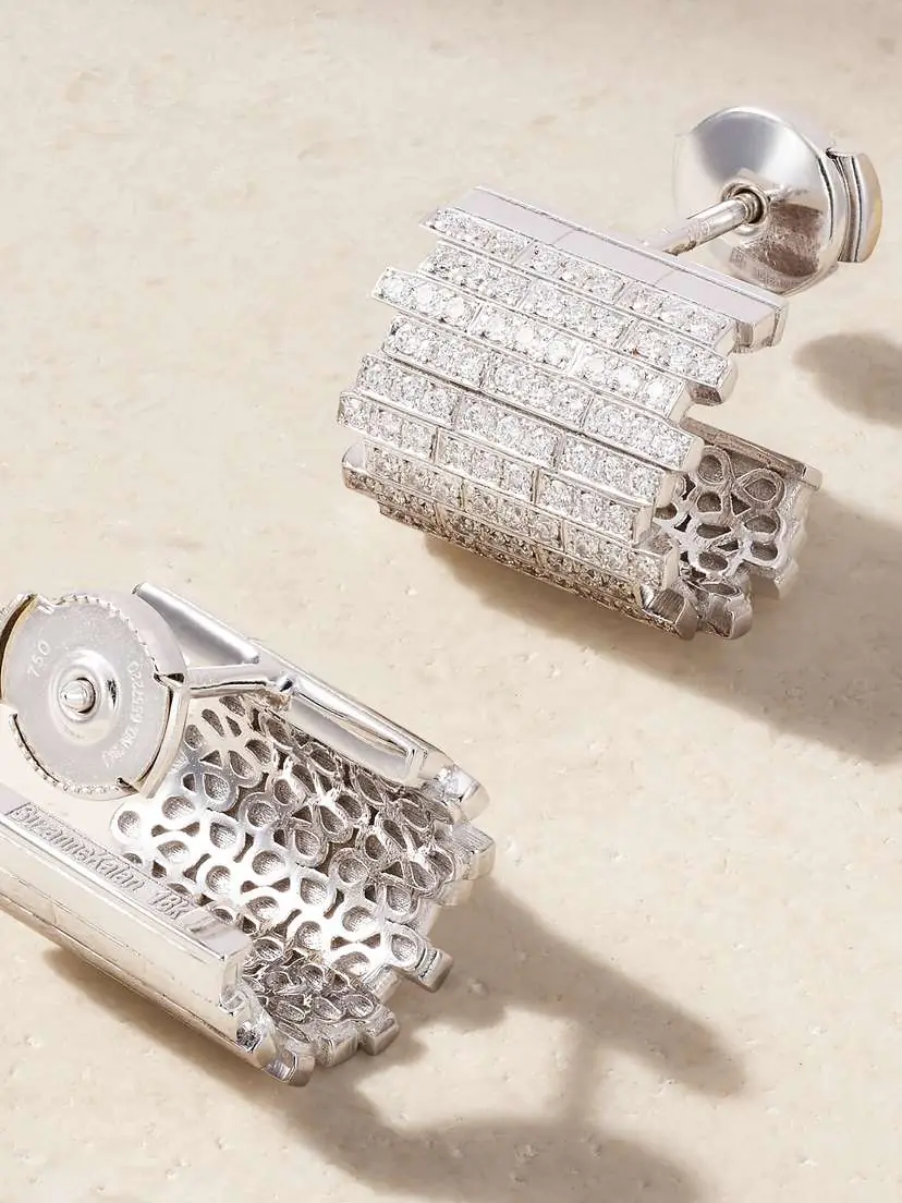 Suzanne Kalan 18-karat White Gold Diamond Earrings | Thumbnail 3 Suzanne Kalan 18-karat White Gold Diamond Earrings | Thumbnail 3