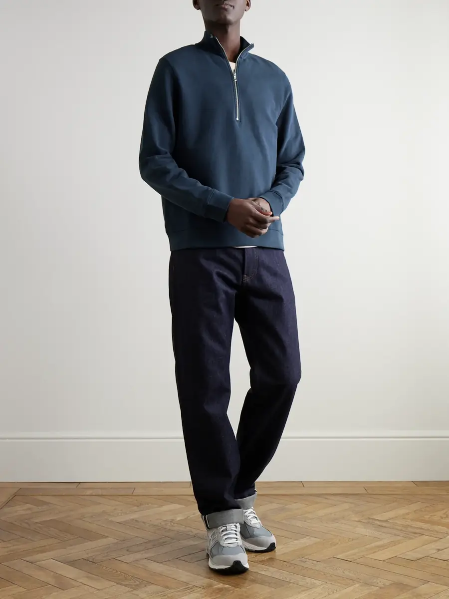 Sunspel Cotton-Jersey Half-Zip Sweatshirt - Men | Thumbnail 2 Sunspel Cotton-Jersey Half-Zip Sweatshirt - Men | Thumbnail 2