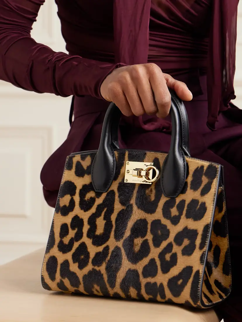 Ferragamo The Studio Box Leather-trimmed Leopard-print Calf Hair Tote | Thumbnail 2 Ferragamo The Studio Box Leather-trimmed Leopard-print Calf Hair Tote | Thumbnail 2
